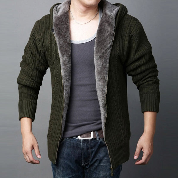 2017 Mens Cardigan Sweater Masculino Winter Thick Warm Sweater Men Wool Sweaters Cashmere Men's Hooded Loose Casual Coats 5XL