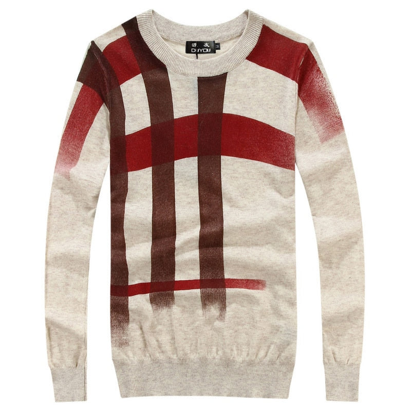 Top Quality Men splice print pullover christmas Sweater British retro mens Brand Casual slim fit jumper O Neck sweater