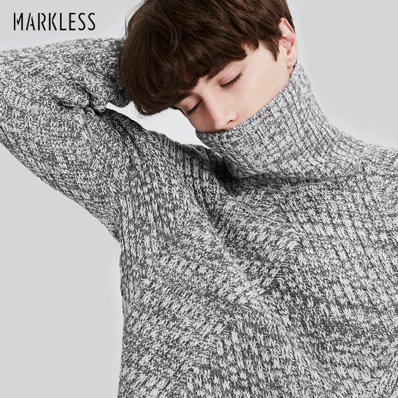 Markless Winter Turtleneck Christmas Sweater Men Brand Clothing Fashion Casual Thick Warm Knitted Sweater Men Pullovers