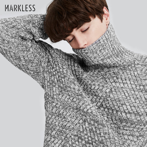 Markless Winter Turtleneck Christmas Sweater Men Brand Clothing Fashion Casual Thick Warm Knitted Sweater Men Pullovers