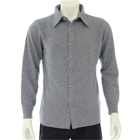 100%goat cashmere POLO-collar knit men fashion solid cardigan sweater H-straight grey 3color S/2XL