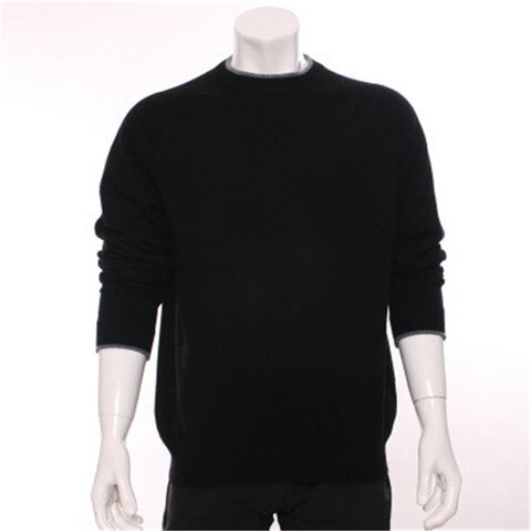 100%goat cashmere Oneck knit men fashion thin pullover sweater H-straight contrast color edge S/2XL