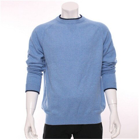 100%goat cashmere Oneck knit men fashion thin pullover sweater H-straight contrast color edge S/2XL
