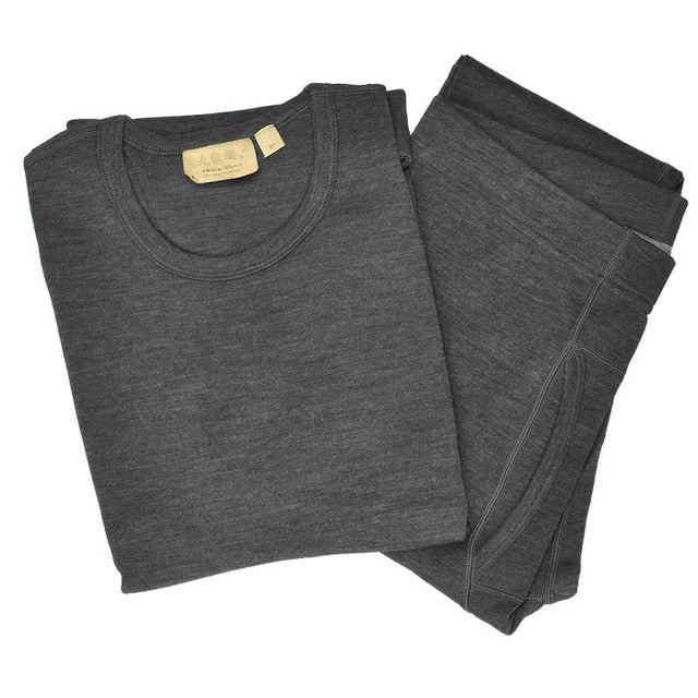 Men Pure 100% Merino Wool Winter Long Sleeves Thermal Warm Sweater Underwear Thicker tops cardigan Bottom Pants Set Expedition