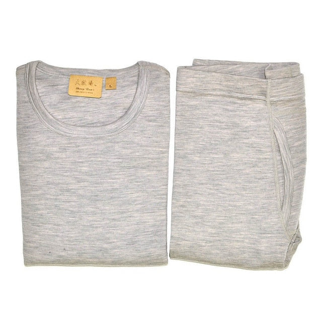 Men Pure 100% Merino Wool Winter Long Sleeves Thermal Warm Sweater Underwear Thicker tops cardigan Bottom Pants Set Expedition