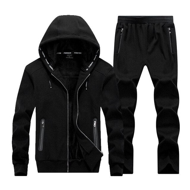 Winter Large Size Sweater Suit Male Hooded Fleece with Thickened Sporting Size Big 8XL Male Tracksuit Set Men Sportswea