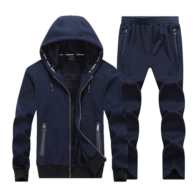 Winter Large Size Sweater Suit Male Hooded Fleece with Thickened Sporting Size Big 8XL Male Tracksuit Set Men Sportswea