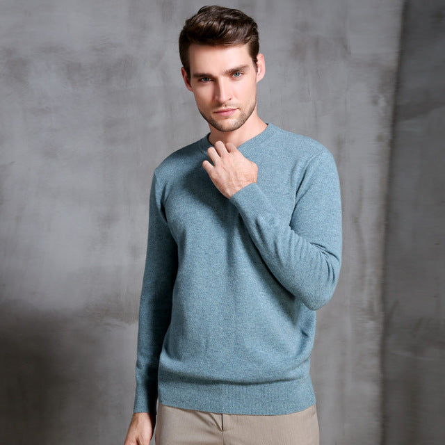 Autumn and winter cashmere sweater men's round neck thick sweater temperament loose men's sweater casual business shirt