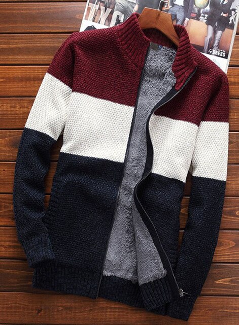 Men sweater outerwear cardigan zipper 2019 new winter male loose plus velvet thick stand collar casual thermal sweater teenage