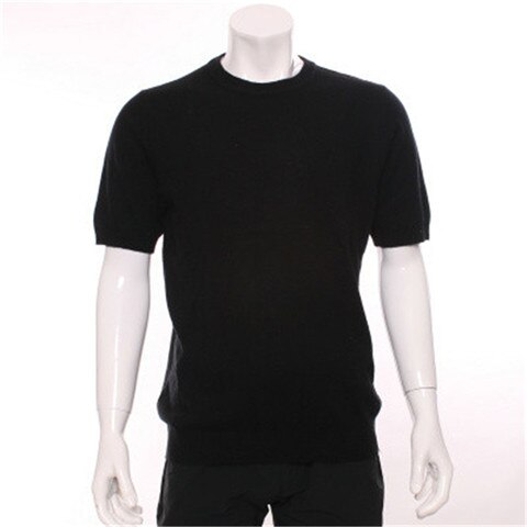 100%goat cashmere Oneck knit men fashion short sleeve pullover sweater H-straight solid color S/2XL