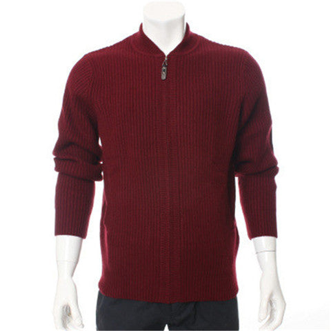 100%goat cashmere half-high collar thick knit men fashion zipper cardigan sweater H-straight grey blue 3color S-2XL