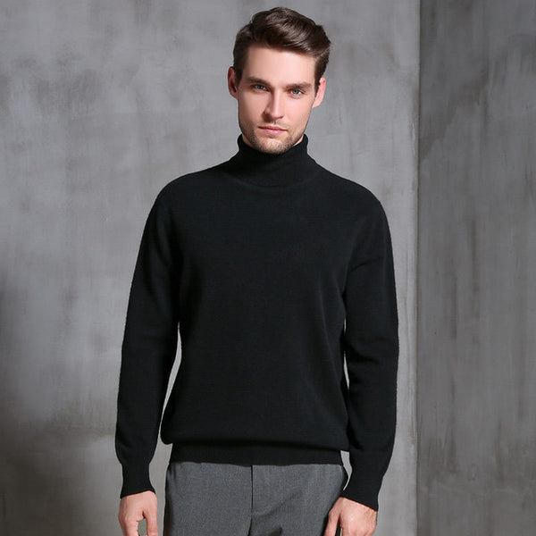 European station 2018 autumn and winter new men's sweater thickening loose high collar cashmere sweater bottoming sweater