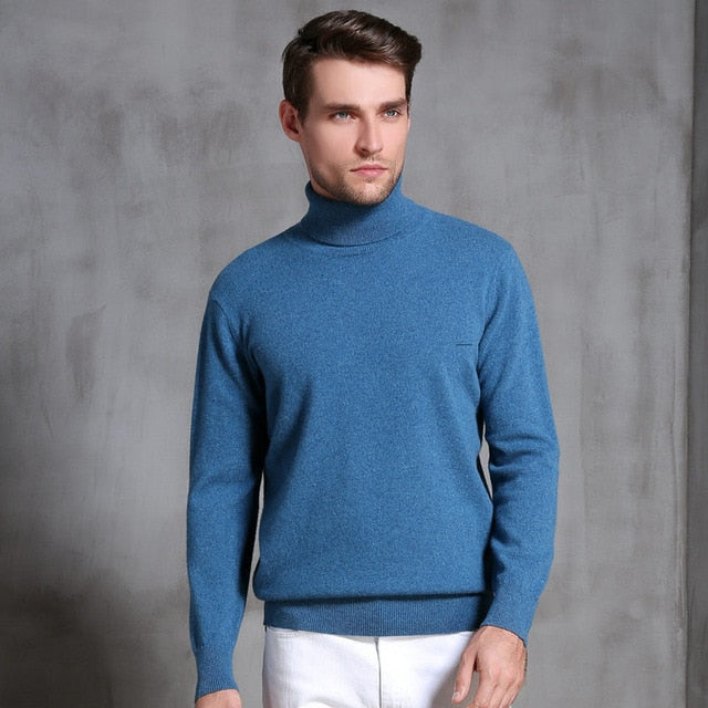 European station 2018 autumn and winter new men's sweater thickening loose high collar cashmere sweater bottoming sweater