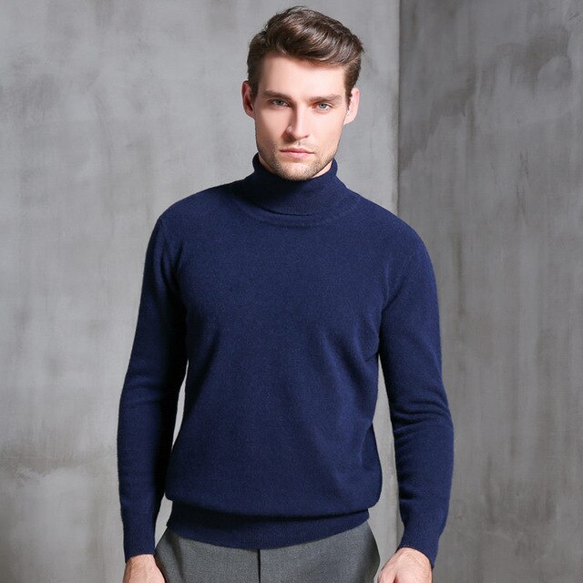 European station 2018 autumn and winter new men's sweater thickening loose high collar cashmere sweater bottoming sweater