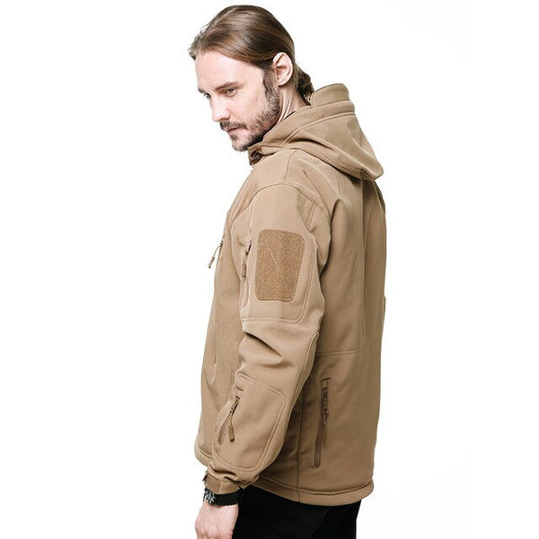 outdoor shark skin soft shell jacket men's camping waterproof windproof sweater sports tactical breathable super elasticity coat