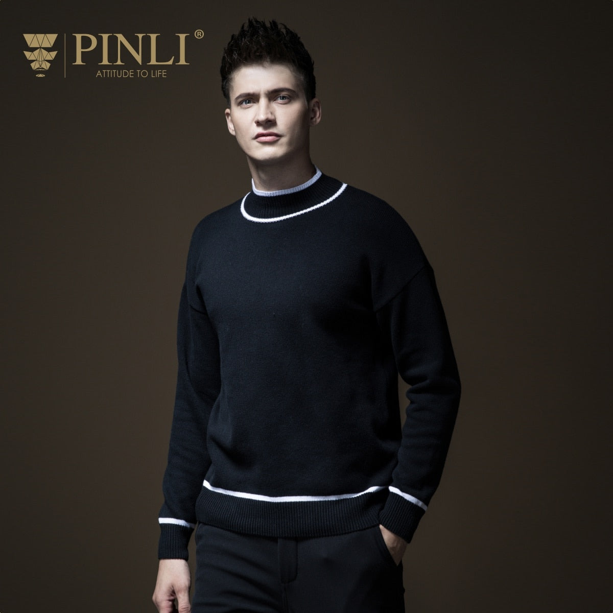 Agasalho Masculino Top Casual Full Men Sweater Pinli Pin Li Winter New Men's Clothing, Semi High Collar Knitwear B184310557