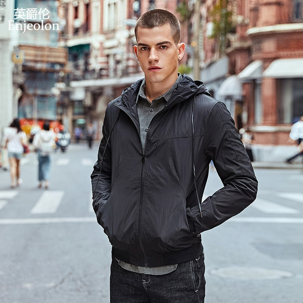 Enjeolon Jackets Men 2019 Hoodies Windbreaker Jackets Men Sweater Men Jacket 3XL Black Jacket Men Hoodies Clothes WT0219