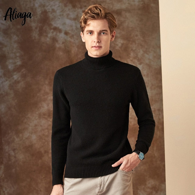 100% Black Goat Cashmere Christmas Sweater Men Brand Autumn Winter Knitted Jumper Sweater Cashmere Turtleneck Man's Plus Size