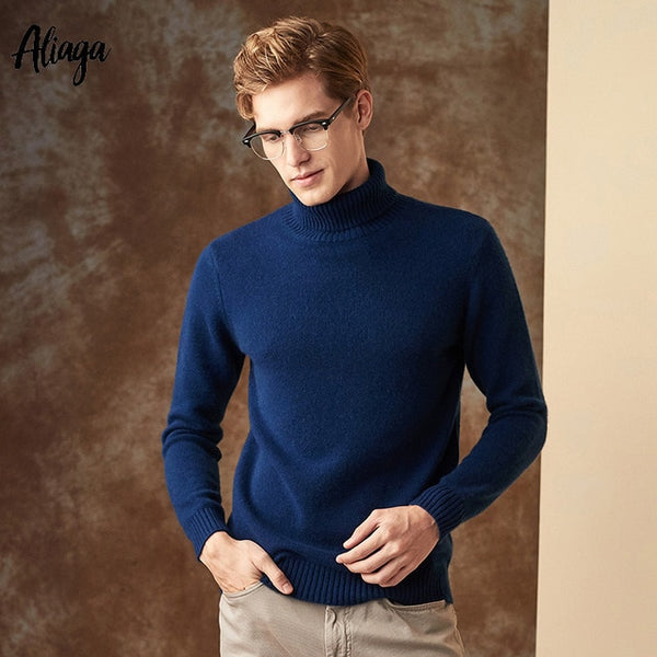 100% Black Goat Cashmere Christmas Sweater Men Brand Autumn Winter Knitted Jumper Sweater Cashmere Turtleneck Man's Plus Size