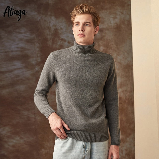 100% Black Goat Cashmere Christmas Sweater Men Brand Autumn Winter Knitted Jumper Sweater Cashmere Turtleneck Man's Plus Size