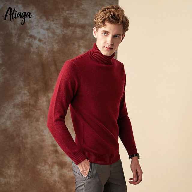 100% Black Goat Cashmere Christmas Sweater Men Brand Autumn Winter Knitted Jumper Sweater Cashmere Turtleneck Man's Plus Size