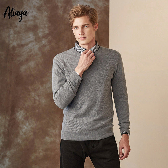 Autumn Winter Mens Knitted Pullovers 100% Goat Cashmere Essential Casual Rib Knitwear Sweaters Large Size V-neck Jumpers Tops