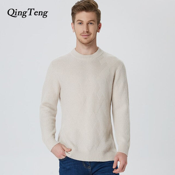 Genuine Cashmere 100 Pure Men's Sweater Cable Knit Thick Knitted Jacket Male Youth Wholesale Men's Pullover Wool Korean Style