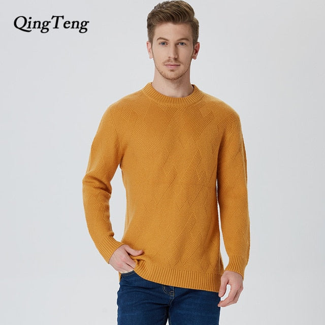 Genuine Cashmere 100 Pure Men's Sweater Cable Knit Thick Knitted Jacket Male Youth Wholesale Men's Pullover Wool Korean Style