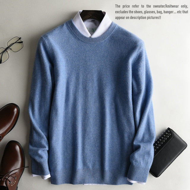 Winter Autumn New Brand Men's O Neck 100% Cashmere Sweater Cashmere Pullover For Man Long Sleeve Christmas Blusas Masculina