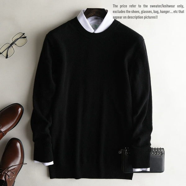 Winter Autumn New Brand Men's O Neck 100% Cashmere Sweater Cashmere Pullover For Man Long Sleeve Christmas Blusas Masculina