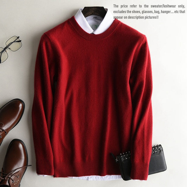 Winter Autumn New Brand Men's O Neck 100% Cashmere Sweater Cashmere Pullover For Man Long Sleeve Christmas Blusas Masculina