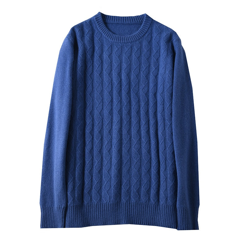 Sparsil Men Pure Cashmere Knitted Pullovers O-Neck Warm100% Cashmere Sweaters Winter Autumn Full Sleeve Casual Wool Jumpers Male