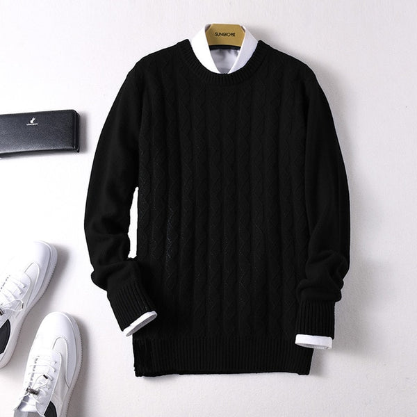 Sparsil Men Pure Cashmere Knitted Pullovers O-Neck Warm100% Cashmere Sweaters Winter Autumn Full Sleeve Casual Wool Jumpers Male