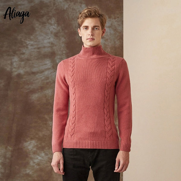 Oversized Korean Men Turtleneck Sweater Pullover Jacquard Knitted Winter Thick Warm 100% Goat Cashmere Jumpers Christmas Tops
