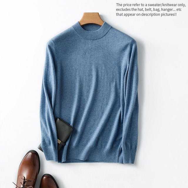 Winter Autumn New Men's Half Turtleck 100% Cashmere High-neck Sweater Cashmere Pullover For Man Long Sleeve Christmas Blusas