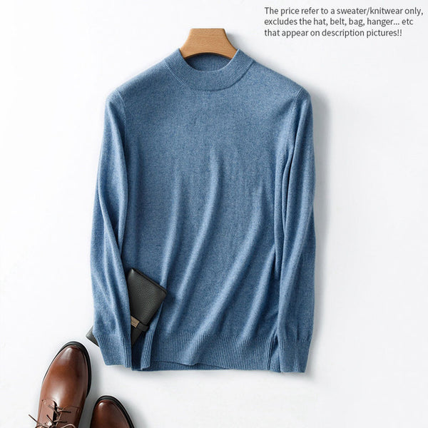 Winter Autumn New Men's Half Turtleck 100% Cashmere High-neck Sweater Cashmere Pullover For Man Long Sleeve Christmas Blusas