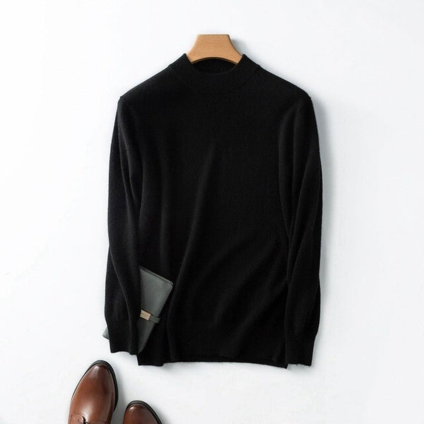 Winter Autumn New Men's Half Turtleck 100% Cashmere High-neck Sweater Cashmere Pullover For Man Long Sleeve Christmas Blusas