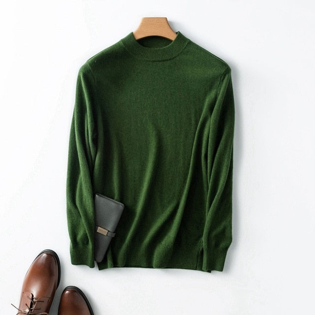 Winter Autumn New Men's Half Turtleck 100% Cashmere High-neck Sweater Cashmere Pullover For Man Long Sleeve Christmas Blusas