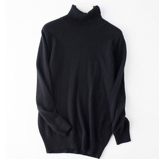 2019 Hot Selling Men's Turtleneck 100% Goat Cashmere Sweaters Solid Color Turn-down Collar Pullovers Cashmere Jumpers