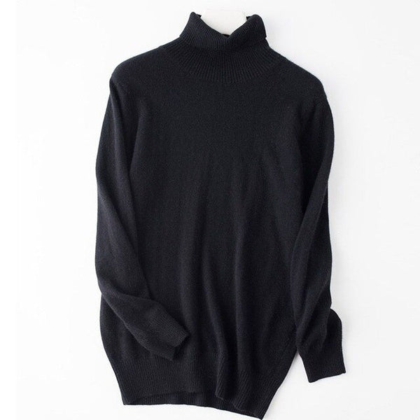 2019 Hot Selling Men's Turtleneck 100% Goat Cashmere Sweaters Solid Color Turn-down Collar Pullovers Cashmere Jumpers