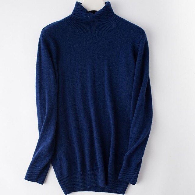 2019 Hot Selling Men's Turtleneck 100% Goat Cashmere Sweaters Solid Color Turn-down Collar Pullovers Cashmere Jumpers