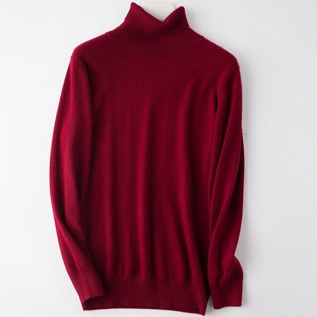 2019 Hot Selling Men's Turtleneck 100% Goat Cashmere Sweaters Solid Color Turn-down Collar Pullovers Cashmere Jumpers
