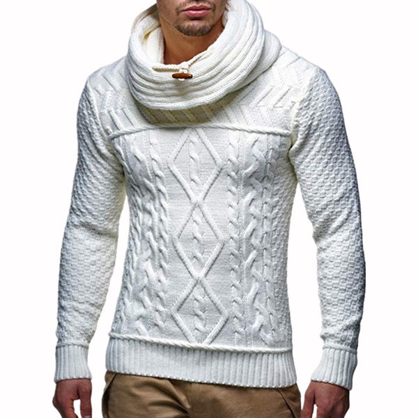 Mens Turtleneck Sweater Fashion Knit Sweater with Stand Collar