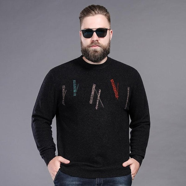 New Autumn Winter Men Pure Wool Extra Large Bottomed Sweater O-neck Computer Knitted Fashion High Quality Plsu Size 2XL-5XL 6XL