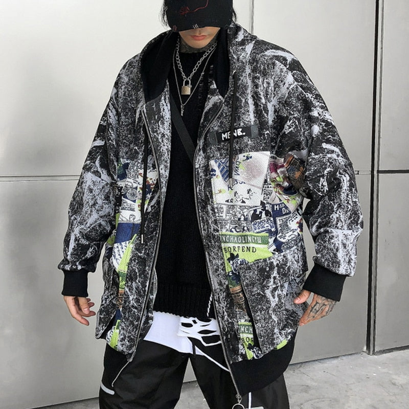 Fashion brand zipper cardigan Hooded Sweater men's ins national fashion hip hop hiphop Korean student hoodie hoodies