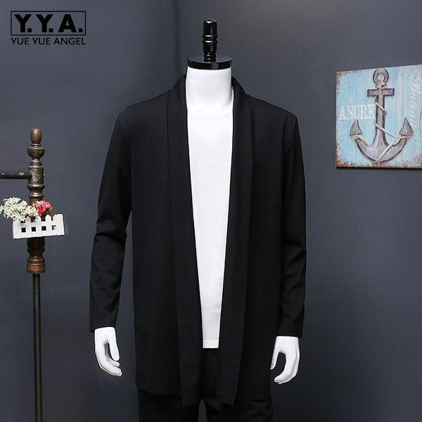 Classic Autumn Mens Knitted Cardigan Plus Size 2XL-7XL Long Trench Coat Knitwear Outerwear Loose Fit Sweater Cotton Cardigans