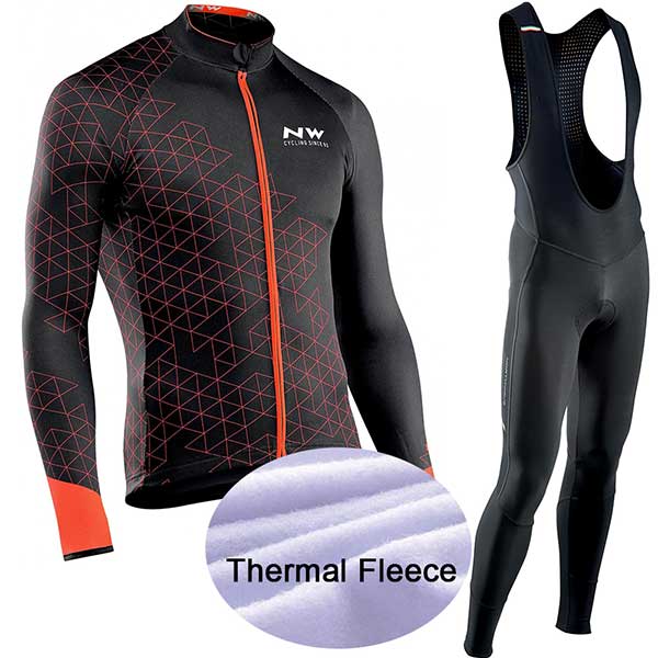 2019 NW team winter warm wool Jersey men's suit North wave clothing sweater bicycle riding outdoor mountain bike clothing bib pa