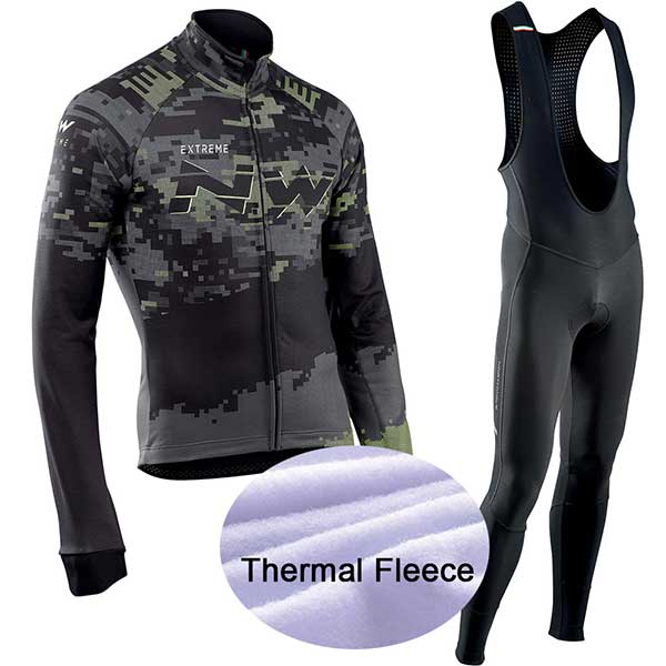 2019 NW team winter warm wool Jersey men's suit North wave clothing sweater bicycle riding outdoor mountain bike clothing bib pa