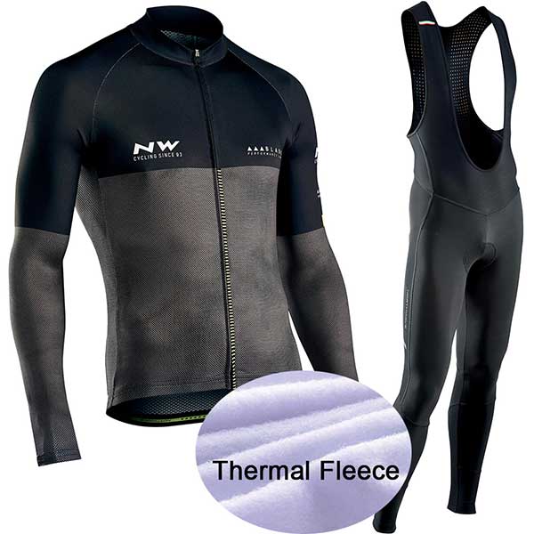 2019 NW team winter warm wool Jersey men's suit North wave clothing sweater bicycle riding outdoor mountain bike clothing bib pa