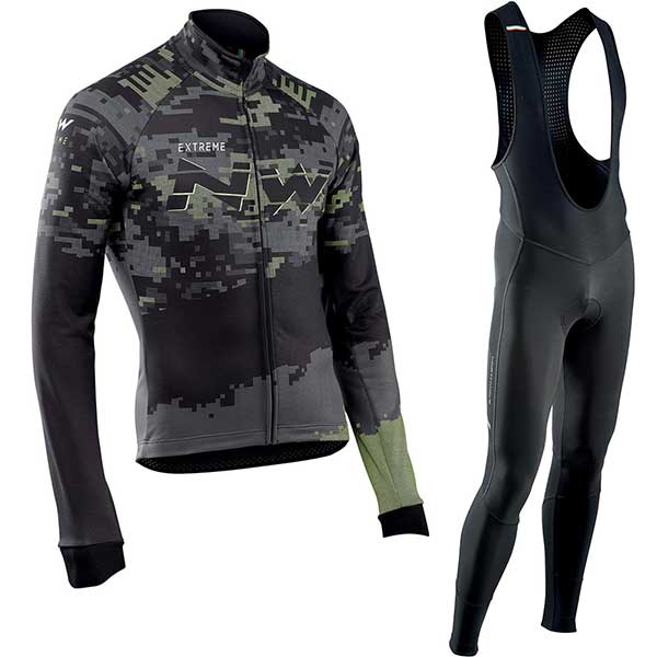 2019 NW team winter warm wool Jersey men's suit North wave clothing sweater bicycle riding outdoor mountain bike clothing bib pa
